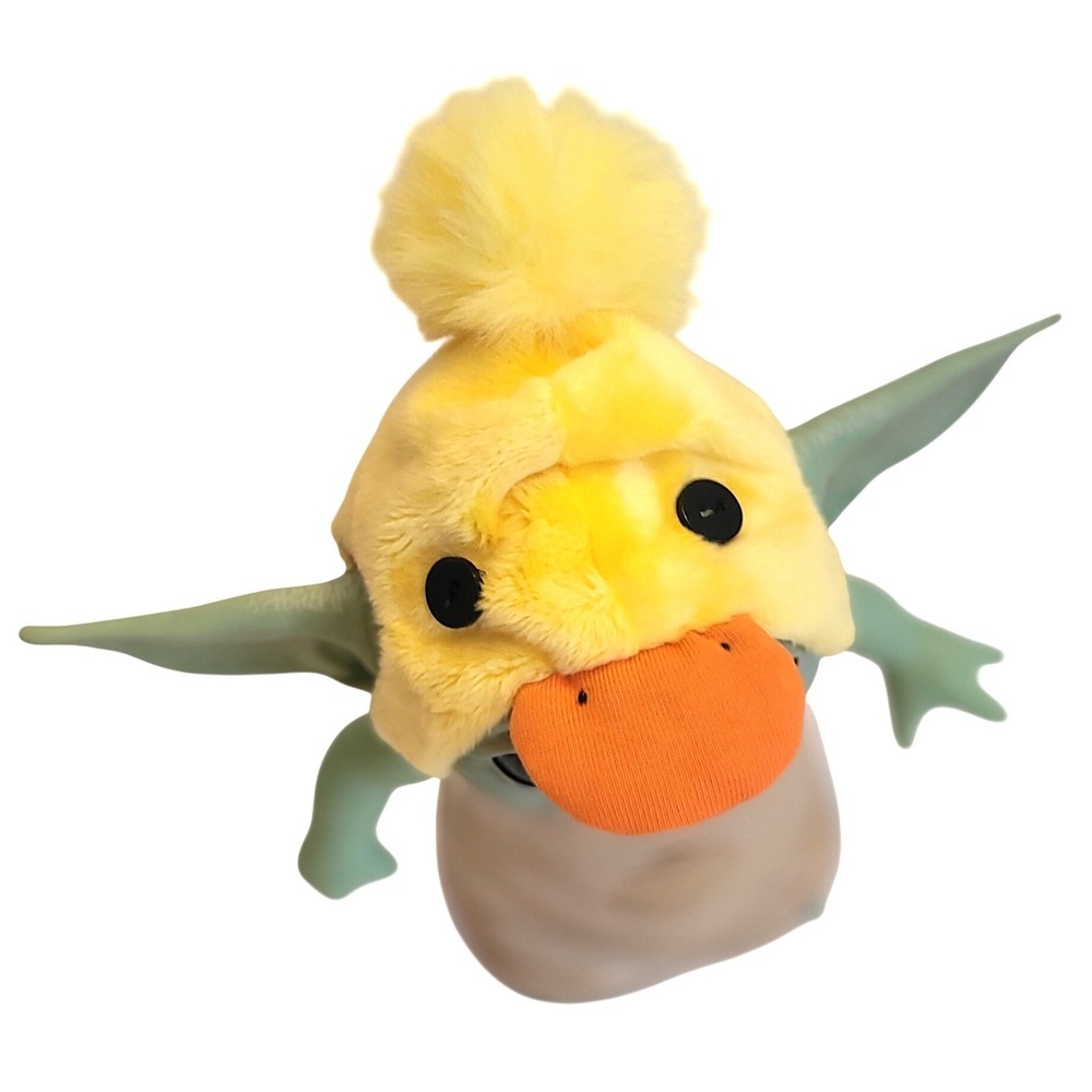 Yellow Duckie Hat for 7.5" Grogu Baby Yoda talking Hasbro dolls- faux fur Pompom